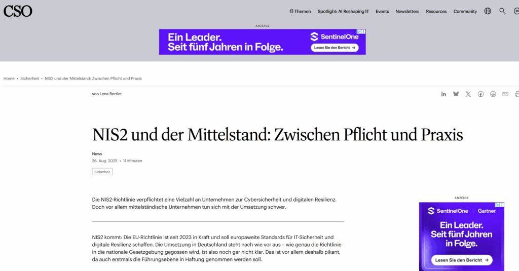 NIS2 und der Mittelstand: Zwischen Pflicht und Praxis